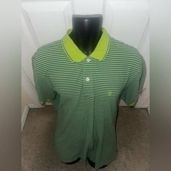 Izod Other - Men’s used green lime stripe blue Izod polo shirt size XL cotton